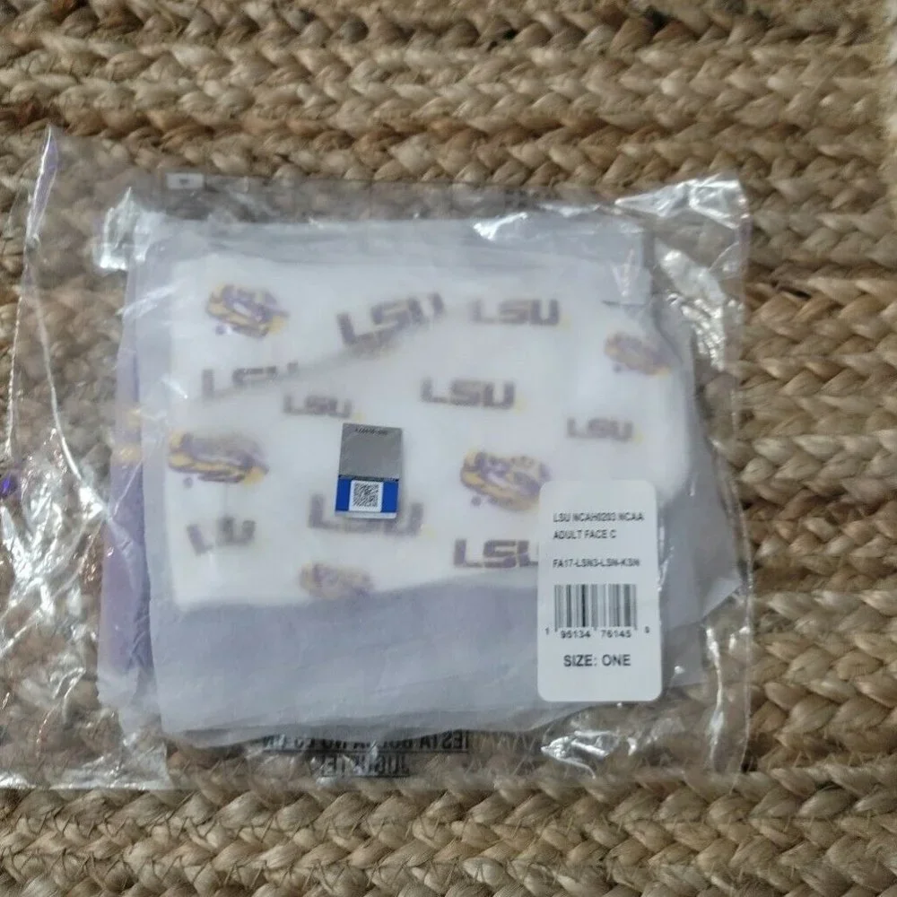 LSU Tigers: Fanatics Branded Adult All Over Logo Face Covering 3-Pack ~ NEW